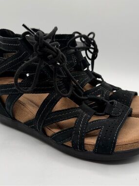 Earth Origins Cadence Corie Gladiator Sandals Black Lace Up Comfort 8